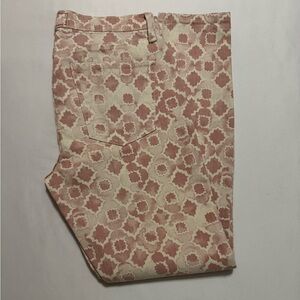 Current/Elliott Pink and Cream Medallion Patterned Skinny Jeans Size 27
